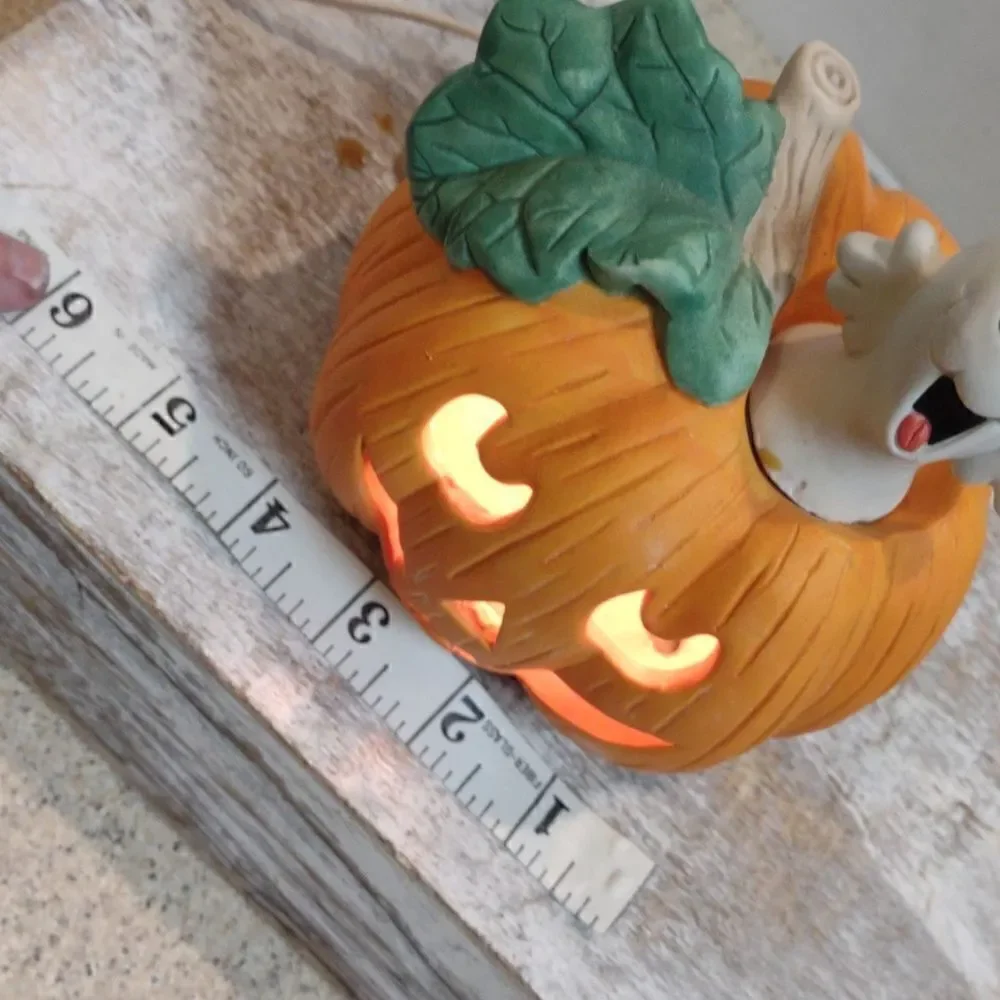 Lighted Halloween Ceramic Pumpkin Ghost Night Light Fun Decor